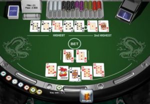 Playtech Pai Gow Poker na de split - dit voorbeeld toont een straight bij de hoge hand